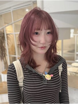 ミュウアンド(Mew＆) 【@re_n___】ピンクカラー/レイヤーカット