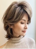 白髪ぼかし脱白髪染め似合わせレイヤーカット40代50代60代