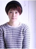 ミルクティーピンク大人かわいい眉上バング小顔束感ショートt3
