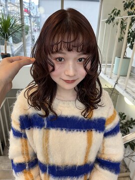 アクアオモテサンドウ(ACQUA omotesando) △癖毛風レイヤーパーマロングパーマピンクブラウン