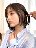10代20代大人可愛いインナーカラーピンクベージュミディアムボブ