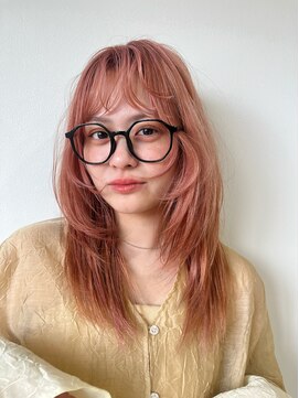 クラップス 杉田店(CLAPS) ピンクカラー/顔まわりレイヤー/ケアブリーチ/ハイトーンカラー