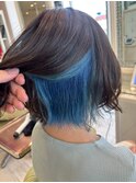 ボブヘア/インナーカラー/ブルーカラー