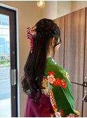 編み込みハーフアップ