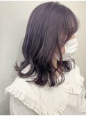 外ハネミディ×韓国カラー