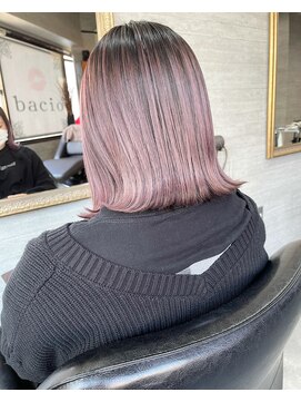 バーチョ(bacio) ピンクブロンドバレイヤージュ ボブ【Insta→bacio_ozawa】