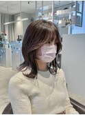 くびれミディアム暗髪ラベンダーベージュ顔まわりカット群馬太田