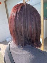ヘアーディア みどり店(Hair...DiA)&nbsp;ブリーチなしのレッド×イヤリングレッド