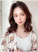 美髪ミディアムストレート寒色系カラー極細ハイライト