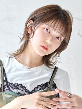 オーバーヘアー 倉敷店(over hair) 【La fith】ウルフヘア×オリーブブラウン×シースルーバング