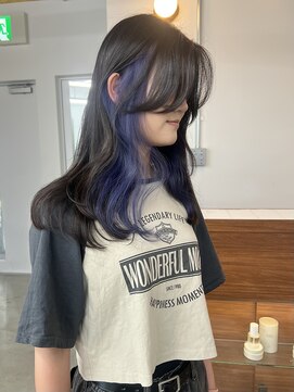 リヴ ウメダ(LIV umeda) ネイビーブルー/インナーカラー/ダブルカラー【梅田】