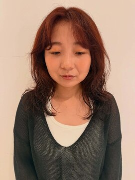 オレンジ×レイヤーパーマ