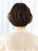 アースカラーニュアンスパーマ丸みボブd小山20代30代40代