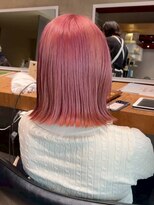 ナチュラル ヘアーデザイニング(Natural hair designing)&nbsp;切りっぱなしロブ/チェリーピンク/ビビッドピンク/韓国風ヘア
