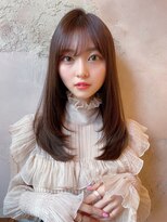 ロンドローズ 名古屋(Lond damaskRose)&nbsp;チョコレート 切りっぱなし イヤリングカラー 韓国ヘア 顔周り