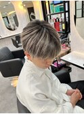 メンズバレイヤージュマッシュセンターパートツーブロック