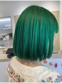 ダブルカラー,エメラルドグリーン,ボブカット【草加】