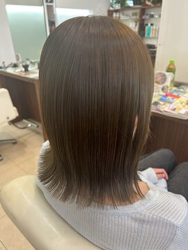 ヘアーアンドエステ ハラダ 滝ノ水店(Hair&Esthe Harada) 外ハネミディ/ツヤ髪マロンブラウン