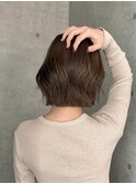 ミディアムボブ大人ボブマロンベージュくすみベージュ