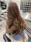 韓国ヘア顔周りレイヤーミルクティーベージュグレージュカラー