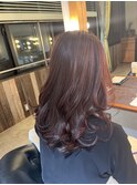 ピンクベージュブラウン×セミディロングレイヤー