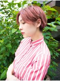 ピンクアッシュ ショートボブ