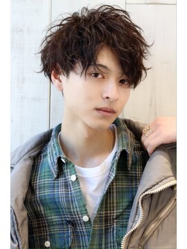 ネイビー(NAVY) ソフトツイストスパイラルマッシュ ミディアム 伸ばし中