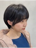 ハンサムショート前下がりボブ切りっぱなしボブニュアンスパーマ
