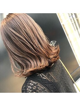 エヌプラス(N+) くびれヘアアプリコットオレンジ夏ハイライトカラー