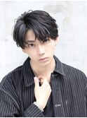 黒髪ハーフアップバング
