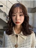 ＋ウェーブミディアム似合わせカットボブパーマミディアムパーマ