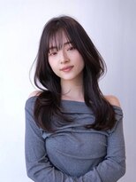 チョコグレージュ/20代30代大人かわいい/ミディアムレイヤー