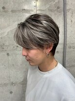 メンズサロン キング 高槻店(Men’s salon K!ng)&nbsp;フェザーショートアップバングセンターパートメンズハイライト
