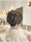 ハンサムショート×ナチュラルハイライト【若江岩田駅】