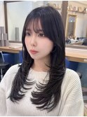 レイヤーカット/グレージュブラウン/韓国巻き/顔周りカット