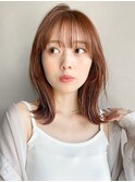 ダークパープルミルクブラウンワンホンレイヤー外ハネボブa