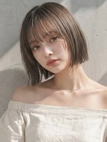 ヴェイン 渋谷(vain)&nbsp;タッセルカット シアーバング ストレート 美髪 オリーブベージュ