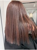 切りっぱなしロング AVEDAカラー×ラベンダーピンク
