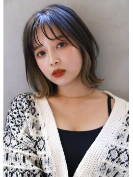 ブラン 栄(Blanc) 【Blanc】インナーカラー＿透けバング＿ボブ716