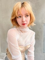 テイラー(Taylor) 【Taylor 大宮】ホワイトオレンジ×くびれ巻きボブ