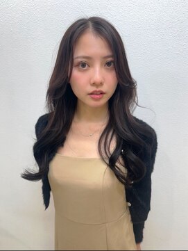 ロングレイヤー/顔まわりカット/透明感ナチュラルブラウン