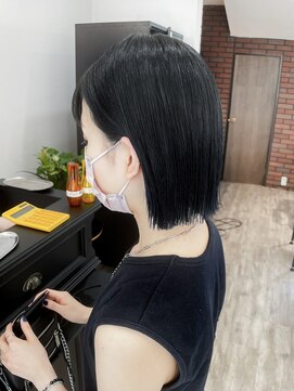 コース(CORS) 【CORS高崎】切りっぱなし外ハネ大人ボブx ディープブルー