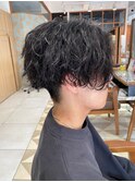 □波巻きウルフハイライトマッシュパーマ