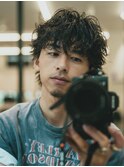 マッシュパーマウルフアッシュブラック波巻き ハイライト