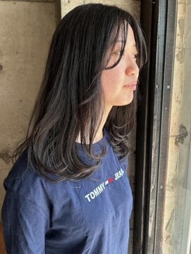 ヘアーアンドメイク ファット(Hair&Make PHAT) レイヤーカットニュアンス黒髪簡単スタイリングロング