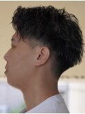 ビジネスショートメンズマッシュツイストパーマツーブロック