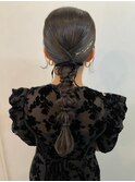 編みおろしポニー　ヘアセット　結婚式　ライブ　20代30代