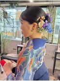 【立川cres奈佳子】ヘアアレンジ　タイトヘア　生花飾り