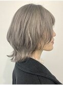 ダブルカラーシルバーアッシュケアブリーチウルフカットレイヤー