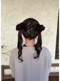 ツインお団子ヘアセット